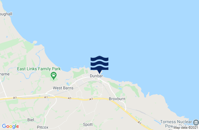 Mappa delle maree di Dunbar, United Kingdom
