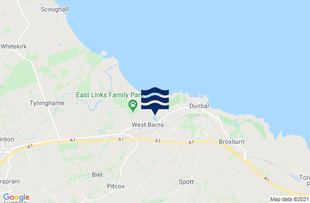 Mappa delle maree di Dunbar/Belhaven Bay, United Kingdom