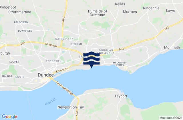 Mappa delle maree di Dundee City, United Kingdom
