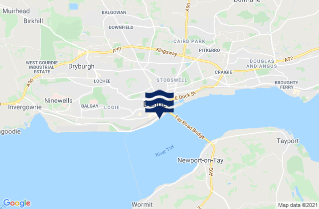 Mappa delle maree di Dundee, United Kingdom