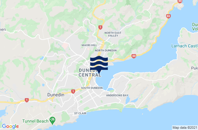 Mappa delle maree di Dunedin, New Zealand
