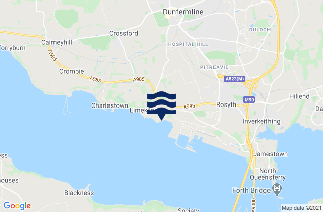 Mappa delle maree di Dunfermline, United Kingdom