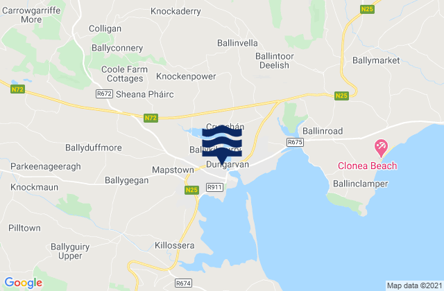 Mappa delle maree di Dungarvan, Ireland
