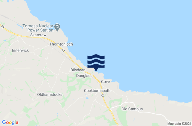 Mappa delle maree di Dunglass Beach, United Kingdom