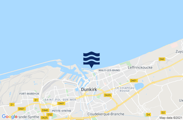 Mappa delle maree di Dunkerque, France