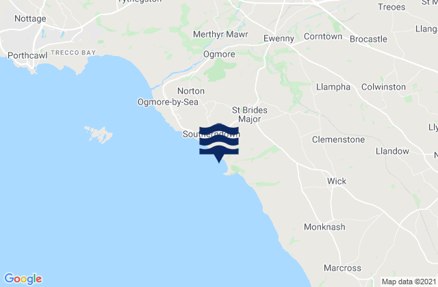 Mappa delle maree di Dunraven Bay Beach, United Kingdom