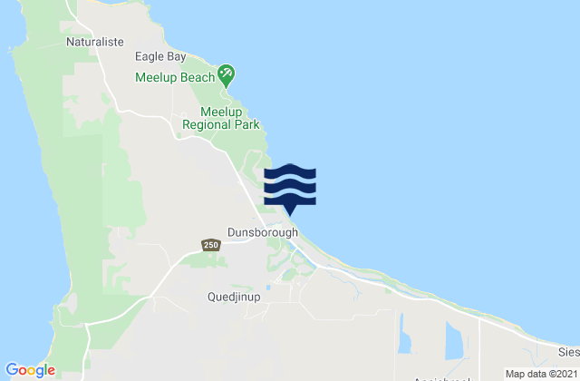 Mappa delle maree di Dunsborough Beach, Australia