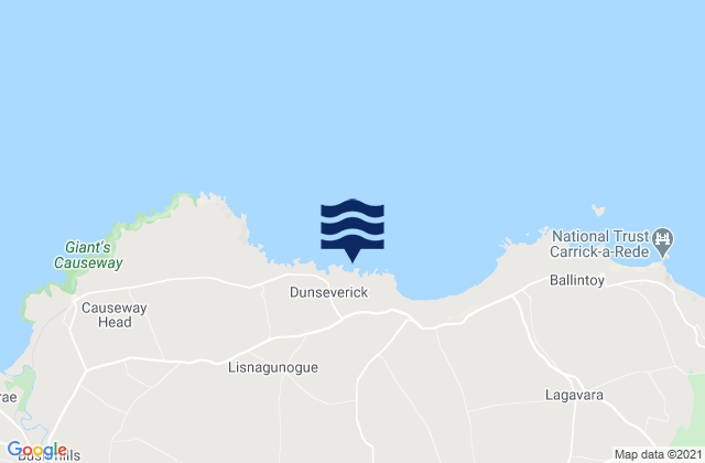 Mappa delle maree di Dunseverick Harbou, United Kingdom