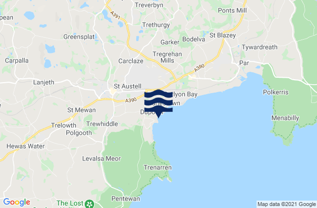 Mappa delle maree di Duporth Beach, United Kingdom