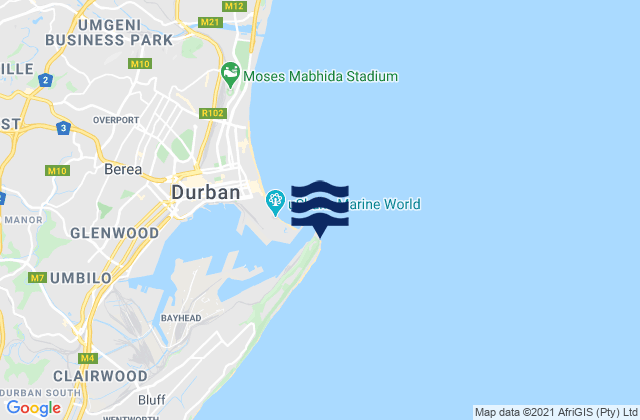 Mappa delle maree di Durban Bluff Lighthouse, South Africa