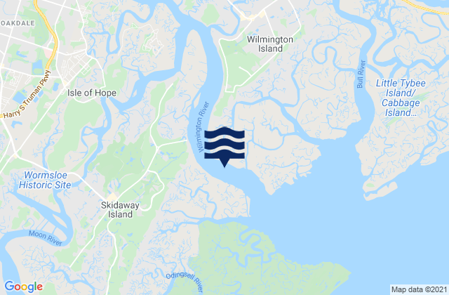 Mappa delle maree di Dutch Island SE of Skidaway River, United States