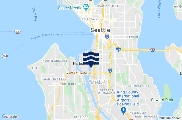 Mappa delle maree di Duwamish Waterway Eighth Ave. South, United States