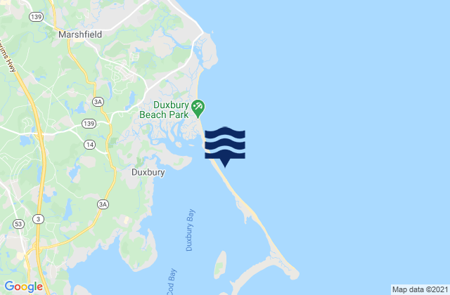 Mappa delle maree di Duxbury Beach Duxbury, United States