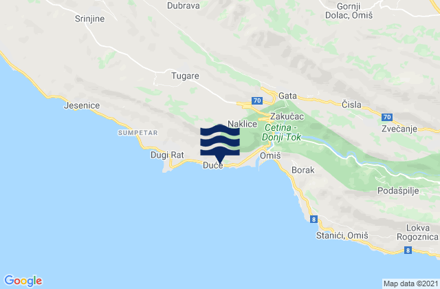 Mappa delle maree di Duće, Croatia