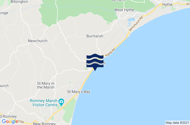 Mappa delle maree di Dymchurch Beach, United Kingdom