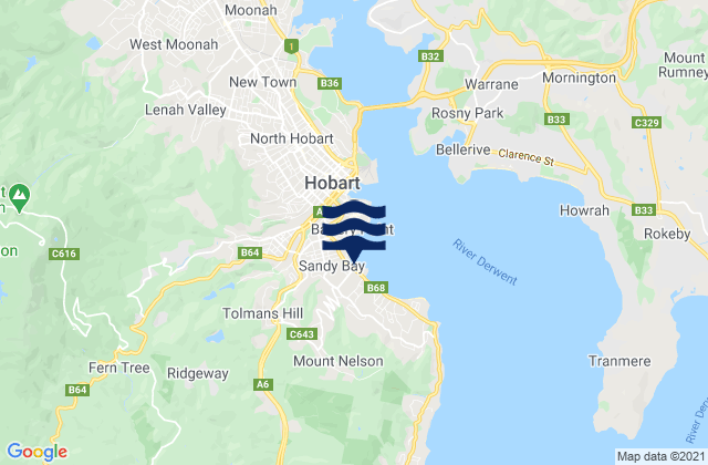 Mappa delle maree di Dynnyrne, Australia