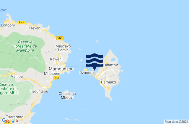 Mappa delle maree di Dzaudzi (Ile Mayotte), French Southern Territories
