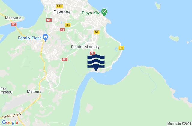Mappa delle maree di Dégrad des Cannes, French Guiana