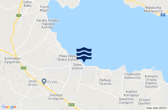 Mappa delle maree di Dílesi, Greece