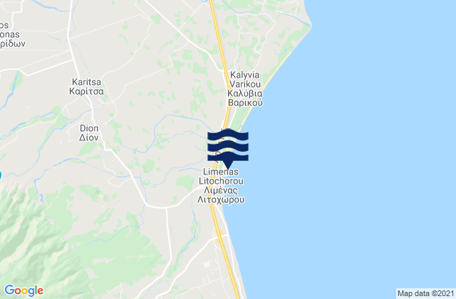 Mappa delle maree di Díon, Greece