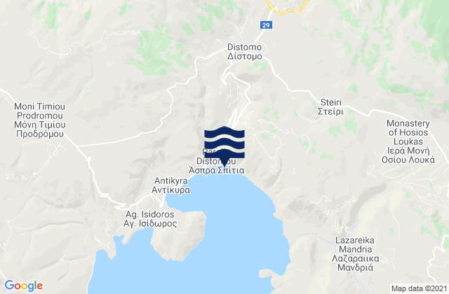 Mappa delle maree di Dístomo, Greece