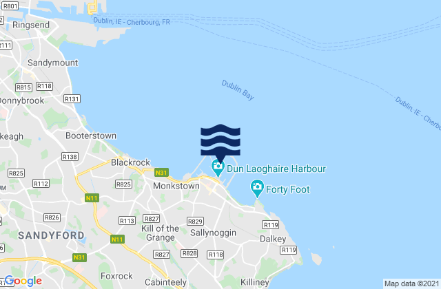 Mappa delle maree di Dún Laoghaire Harbour, Ireland