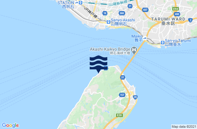 Mappa delle maree di E Saki Awaji Akashi Seto, Japan