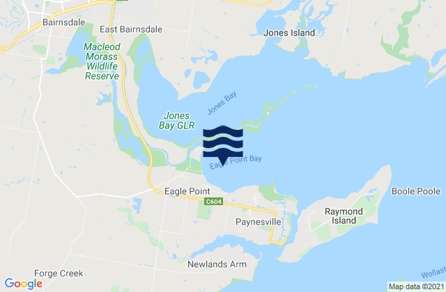 Mappa delle maree di Eagle Point Bay, Australia