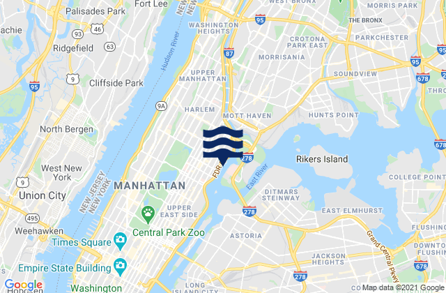 Mappa delle maree di East 107th Street, United States