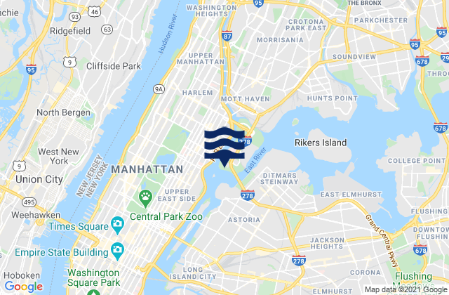 Mappa delle maree di East 110th Street, United States