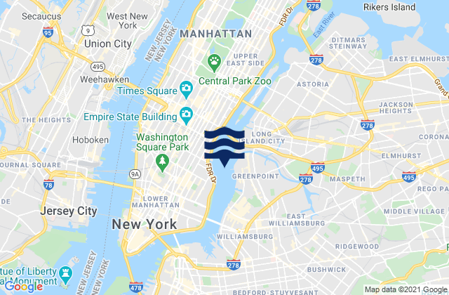Mappa delle maree di East 19th Street, United States