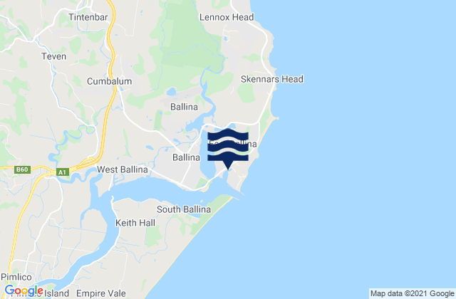 Mappa delle maree di East Ballina, Australia