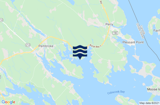 Mappa delle maree di East Bay, Canada