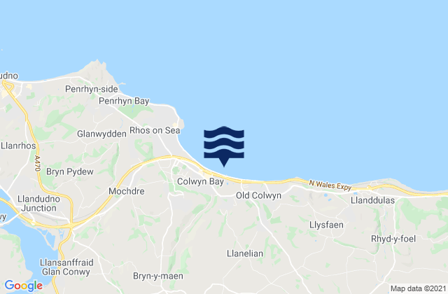 Mappa delle maree di East Colwyn Bay Beach, United Kingdom