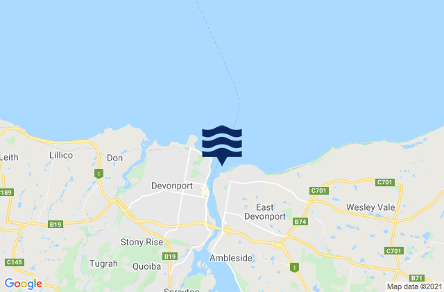 Mappa delle maree di East Devonport Beach, Australia