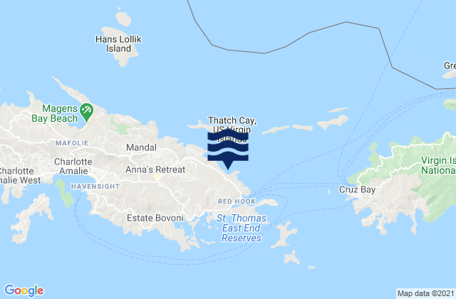 Mappa delle maree di East End, U.S. Virgin Islands