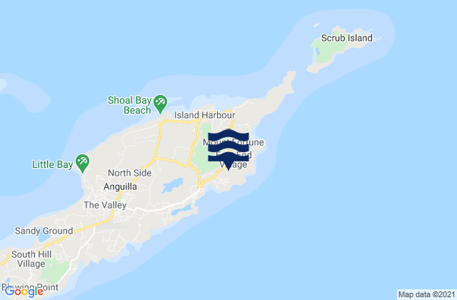 Mappa delle maree di East End Village, Anguilla