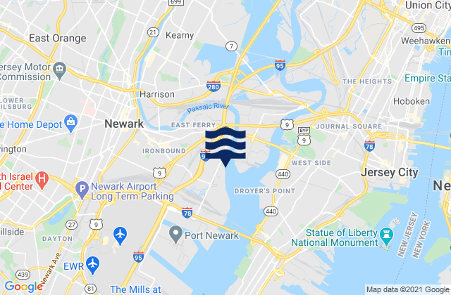 Mappa delle maree di East Newark, United States