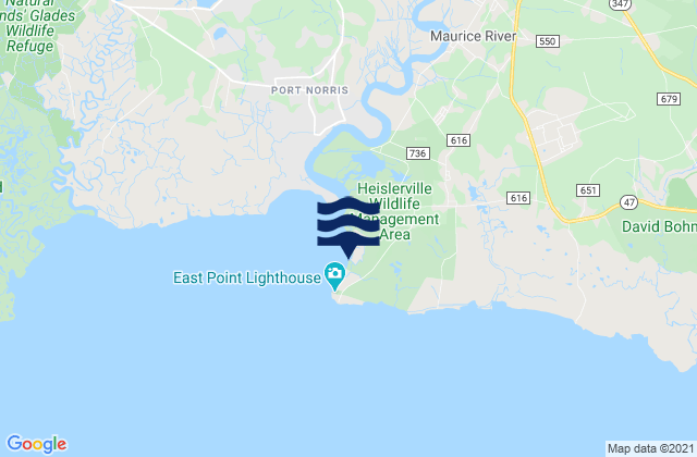 Mappa delle maree di East Point (Maurice River Cove), United States