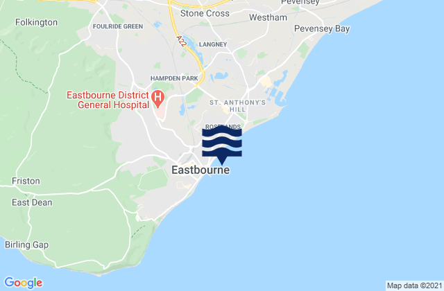 Mappa delle maree di Eastbourne East Beach, United Kingdom