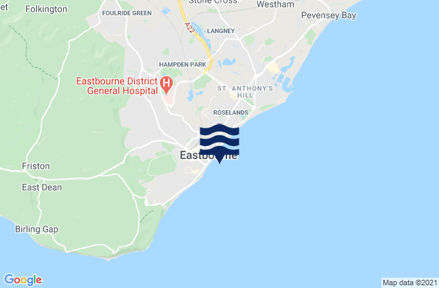 Mappa delle maree di Eastbourne Pier, United Kingdom