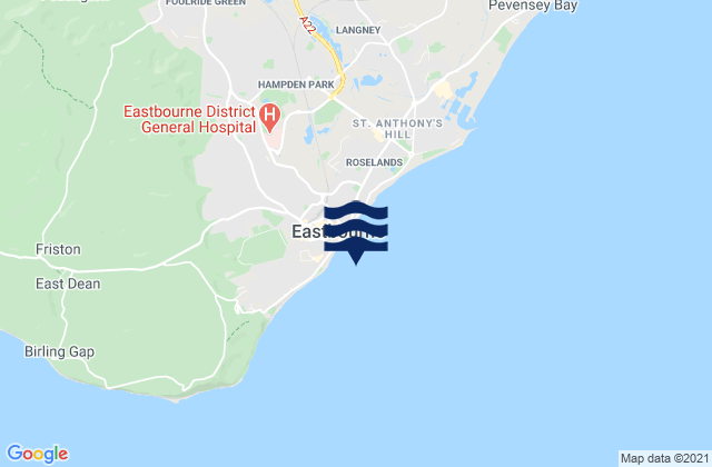 Mappa delle maree di Eastbourne Seafront Beach, United Kingdom