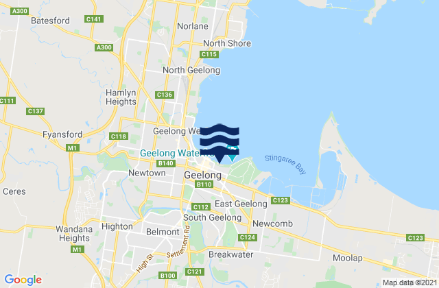 Mappa delle maree di Eastern Beach, Australia