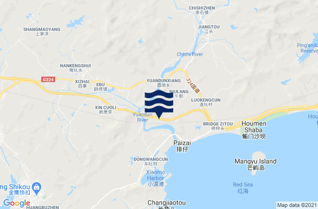 Mappa delle maree di Ebu, China