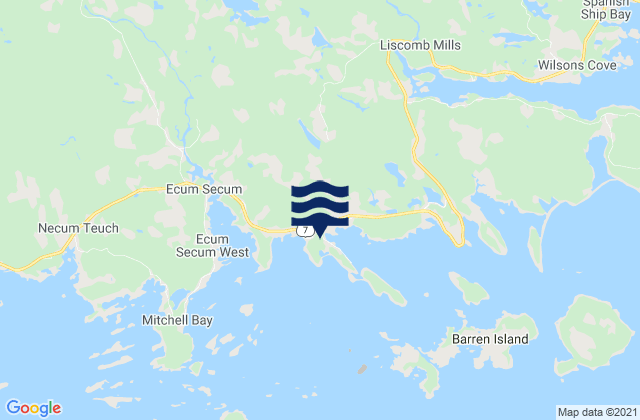 Mappa delle maree di Ecum Secum, Canada