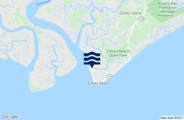 Mappa delle maree di Edisto Marina Big Bay Creek Entrance, United States