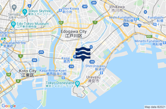 Mappa delle maree di Edogawa Ku, Japan