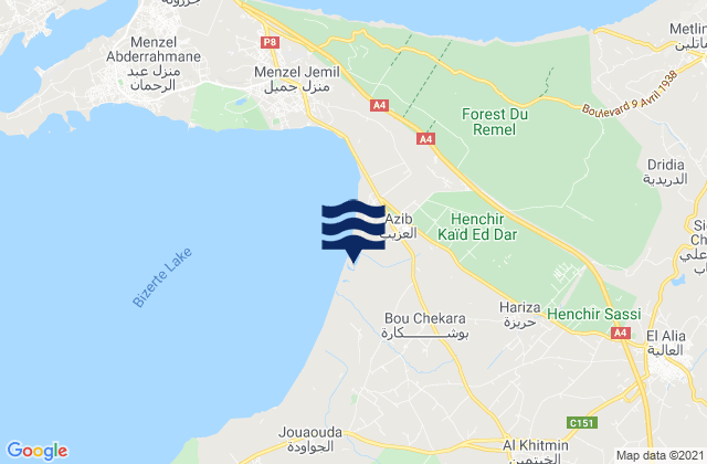 Mappa delle maree di El Alia, Tunisia