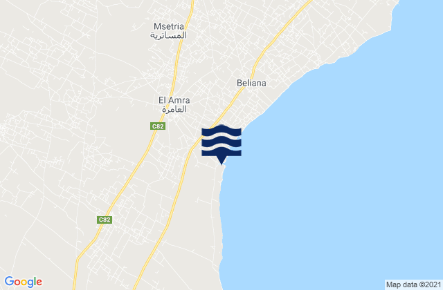 Mappa delle maree di El Amra, Tunisia