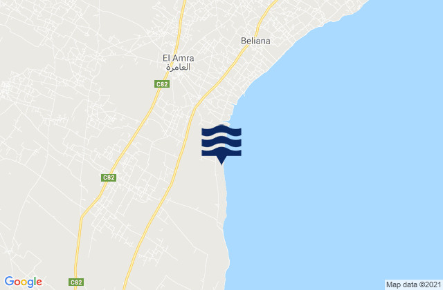 Mappa delle maree di El Amra, Tunisia